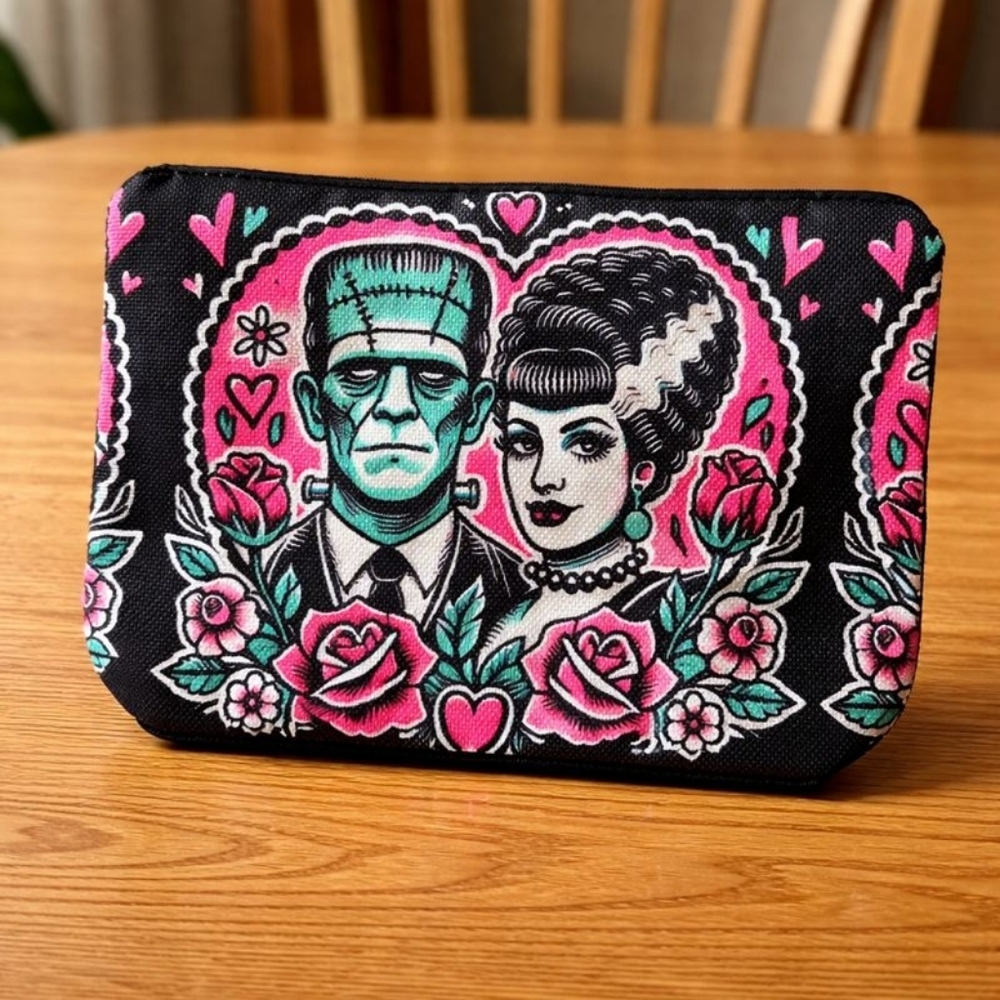 NWT Whimsical Cosmetic Bag With A FrankenFamily Design  (0055)